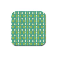 Spatula Spoon Pattern Rubber Square Coaster (4 Pack) by GardenOfOphir