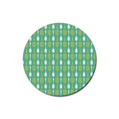 Spatula Spoon Pattern Rubber Round Coaster (4 Pack) by GardenOfOphir