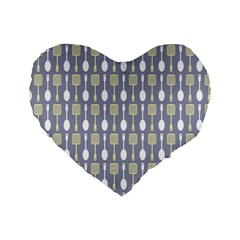 Spatula Spoon Pattern Standard 16  Premium Flano Heart Shape Cushions by GardenOfOphir