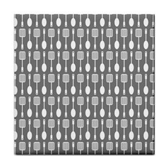 Gray And White Kitchen Utensils Pattern Face Towel by GardenOfOphir