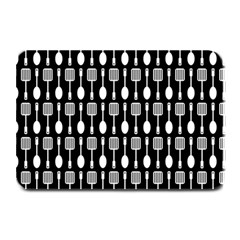 Black And White Spatula Spoon Pattern Plate Mats by GardenOfOphir