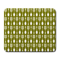 Olive Green Spatula Spoon Pattern Large Mousepad by GardenOfOphir