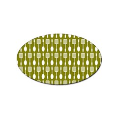 Olive Green Spatula Spoon Pattern Sticker (oval) by GardenOfOphir