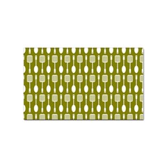 Olive Green Spatula Spoon Pattern Sticker Rectangular (100 Pack)