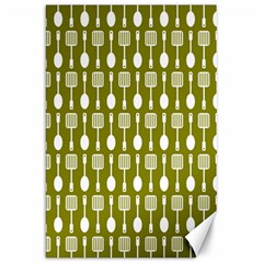 Olive Green Spatula Spoon Pattern Canvas 20  X 30  by GardenOfOphir