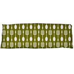 Olive Green Spatula Spoon Pattern Body Pillow Case (dakimakura) by GardenOfOphir