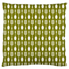 Olive Green Spatula Spoon Pattern Standard Premium Plush Fleece Cushion Case (one Side) by GardenOfOphir