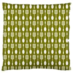 Olive Green Spatula Spoon Pattern Standard Premium Plush Fleece Cushion Case (Two Sides) Front