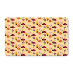Colorful Ladybug Bess And Flowers Pattern Magnet (rectangular) by GardenOfOphir