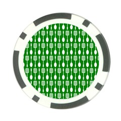 Green And White Kitchen Utensils Pattern Poker Chip Card Guard (10 Pack) by GardenOfOphir