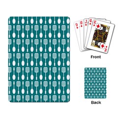 Teal And White Spatula Spoon Pattern Playing Cards Single Design (rectangle) by GardenOfOphir