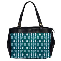 Teal And White Spatula Spoon Pattern Oversize Office Handbag by GardenOfOphir