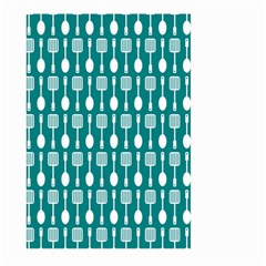 Teal And White Spatula Spoon Pattern Large Garden Flag (two Sides) by GardenOfOphir