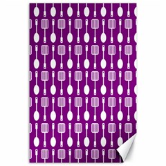 Magenta Spatula Spoon Pattern Canvas 24  X 36  by GardenOfOphir