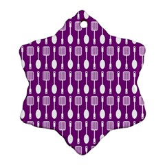 Magenta Spatula Spoon Pattern Snowflake Ornament (two Sides) by GardenOfOphir