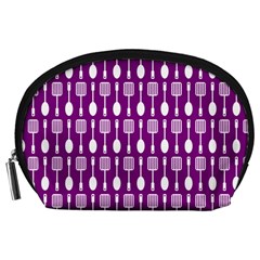 Magenta Spatula Spoon Pattern Accessory Pouch (large) by GardenOfOphir