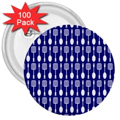 Indigo Spatula Spoon Pattern 3  Buttons (100 Pack) 