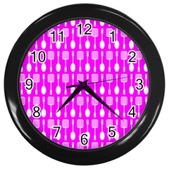Purple Spatula Spoon Pattern Wall Clock (Black)