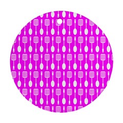 Purple Spatula Spoon Pattern Round Ornament (Two Sides)
