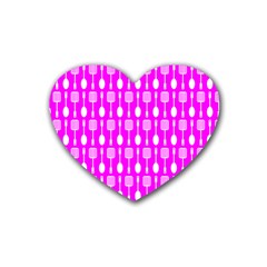 Purple Spatula Spoon Pattern Rubber Coaster (Heart)