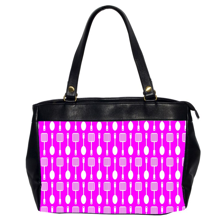 Purple Spatula Spoon Pattern Oversize Office Handbag (2 Sides)