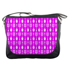Purple Spatula Spoon Pattern Messenger Bag