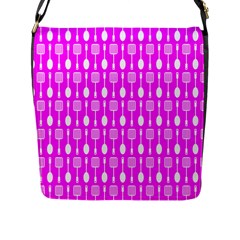 Purple Spatula Spoon Pattern Flap Closure Messenger Bag (L)