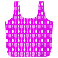 Purple Spatula Spoon Pattern Full Print Recycle Bag (xl)
