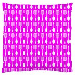 Purple Spatula Spoon Pattern Large Premium Plush Fleece Cushion Case (One Side)