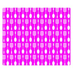Purple Spatula Spoon Pattern Two Sides Premium Plush Fleece Blanket (Small)
