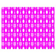 Purple Spatula Spoon Pattern Two Sides Premium Plush Fleece Blanket (Medium)