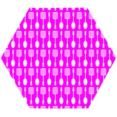 Purple Spatula Spoon Pattern Wooden Puzzle Hexagon