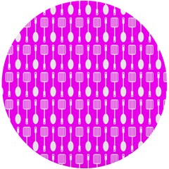 Purple Spatula Spoon Pattern UV Print Round Tile Coaster