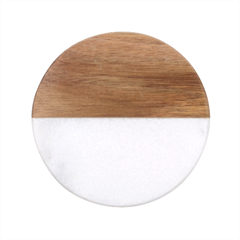 Purple Spatula Spoon Pattern Classic Marble Wood Coaster (Round) 