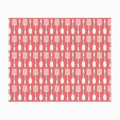 Coral And White Kitchen Utensils Pattern Small Glasses Cloth (2 Sides) by GardenOfOphir