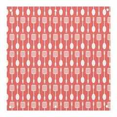 Coral And White Kitchen Utensils Pattern Banner And Sign 3  X 3  by GardenOfOphir