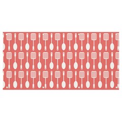 Coral And White Kitchen Utensils Pattern Banner And Sign 8  X 4  by GardenOfOphir