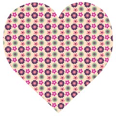 Cute Floral Pattern Wooden Puzzle Heart by GardenOfOphir