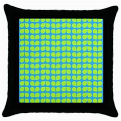 Blue Lime Leaf Pattern Throw Pillow Case (black) by GardenOfOphir