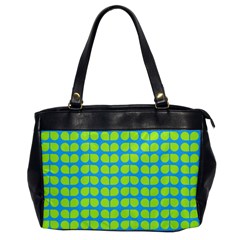 Blue Lime Leaf Pattern Oversize Office Handbag by GardenOfOphir