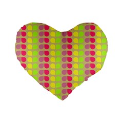 Colorful Leaf Pattern Standard 16  Premium Flano Heart Shape Cushions by GardenOfOphir