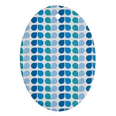 Blue Green Leaf Pattern Oval Ornament (two Sides) by GardenOfOphir