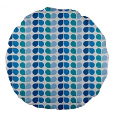 Blue Green Leaf Pattern Large 18  Premium Flano Round Cushions by GardenOfOphir