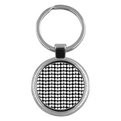 Black And White Leaf Pattern Key Chain (round) by GardenOfOphir