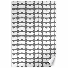 Gray And White Leaf Pattern Canvas 20  X 30  by GardenOfOphir