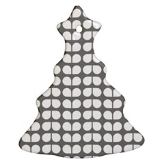 Gray And White Leaf Pattern Christmas Tree Ornament (two Sides) by GardenOfOphir