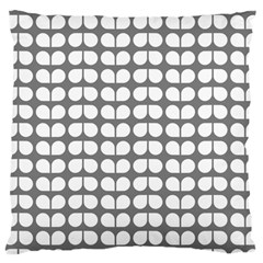 Gray And White Leaf Pattern Large Cushion Case (two Sides) by GardenOfOphir
