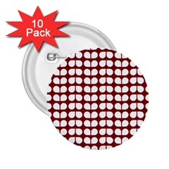 Red And White Leaf Pattern 2 25  Buttons (10 Pack) 