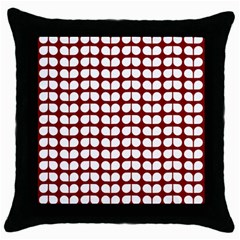 Red And White Leaf Pattern Throw Pillow Case (black) by GardenOfOphir