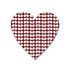 Red And White Leaf Pattern Heart Magnet by GardenOfOphir